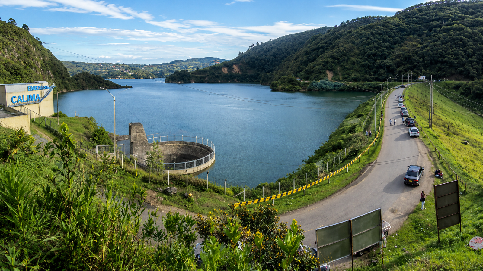 Vista panorámica del Lago Calima desde la vía Cali - Darién, Valle del Cauca