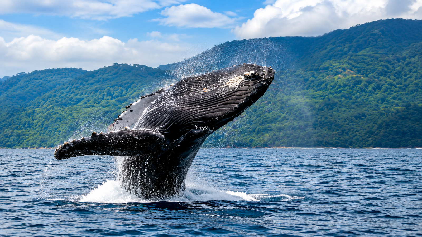 Avistamiento de ballenas jorobadas en Bahía Málaga, temporada julio a octubre, Destinocar